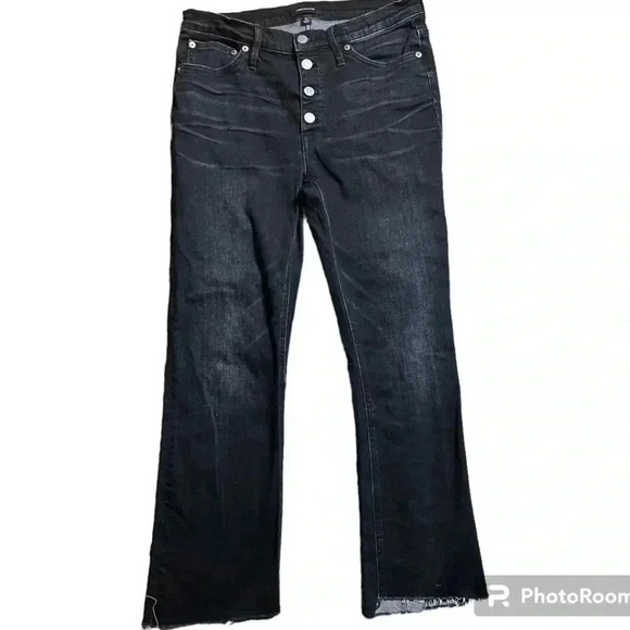 J Crew Billie Demi Boot Crop Dark Denim Jeans Button Fly 28 - Picture 3 of 7